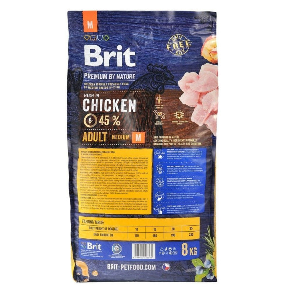 Brit Premium Dog Adult M сухий корм для собак 8 кг - курка Brit Premium – купити зі знижкою %