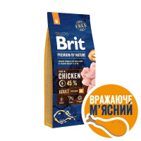 Brit Premium Dog Adult M сухий корм для собак 15 кг - курка