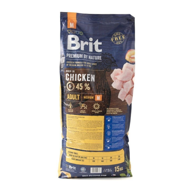 Brit Premium Dog Adult M сухий корм для собак 15 кг - курка Brit Premium – купити зі знижкою %