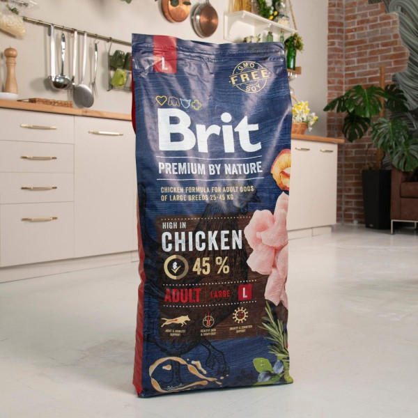 Brit Premium Dog Adult L сухий корм для собак 15 кг - курка Brit Premium – купити зі знижкою %