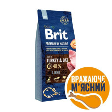 Brit Premium Light сухий корм для собак 15 кг - індичка
