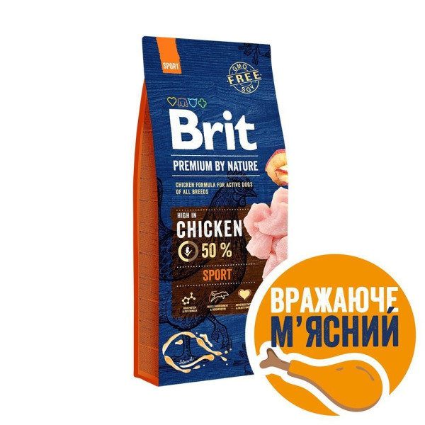 Brit Premium Sport сухий корм для собак 15 кг - курка Brit Premium – купити зі знижкою %