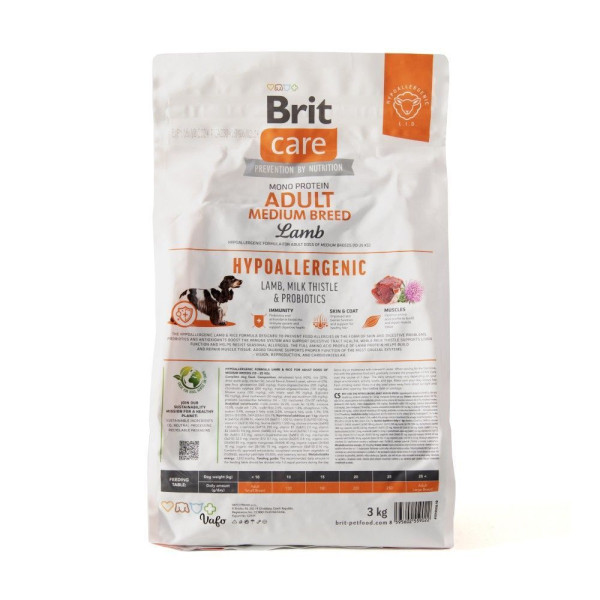 Brit Care Hypoallergenic Medium Breed Adult сухий корм для собак 3 кг - ягня Brit Care – купити зі знижкою %