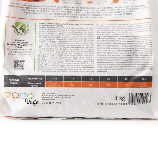 Brit Care Hypoallergenic Medium Breed Adult сухий корм для собак 3 кг - ягня Brit Care – купити зі знижкою %