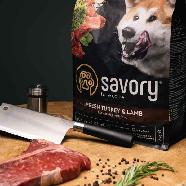 Savory Large Breed сухий корм для собак 3 кг - індичка та ягня Savory – купити зі знижкою %