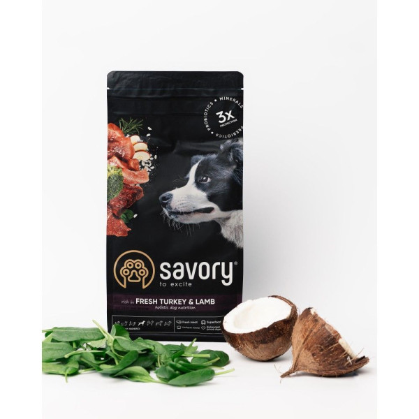 Savory Medium Breed сухий корм для собак 12 кг - індичка та ягня Savory – купити зі знижкою %