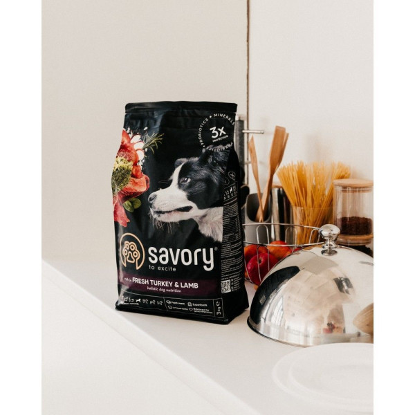 Savory Medium Breed сухий корм для собак 12 кг - індичка та ягня Savory – купити зі знижкою %