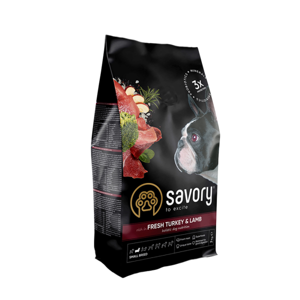 Savory Small Breed cухий корм для собак 3 кг - індичка та ягня Savory – купити зі знижкою %