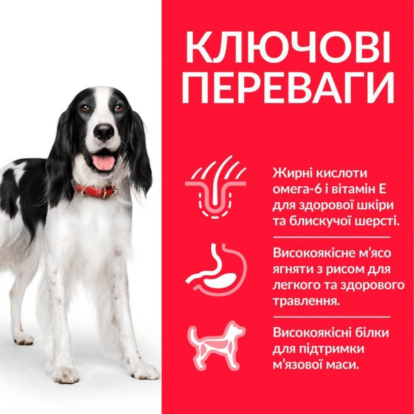 Сухой корм для собак Hill’s Science Plan Adult Medium Breed 14 кг - ягненок и рис Hills – купить со скидкой