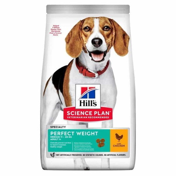 Сухой корм для собак Hill’s Science Plan Perfect Weight Medium Breed Adult 2 кг - курица Hills – купить со скидкой
