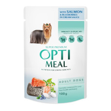 Вологий корм для собак OPTIMEAL pouch (12 шт упаковка) (лосось і лохина в соусі)