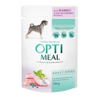 Вологий корм для собак OPTIMEAL pouch (12 шт упаковка) (кролик і чорниця в соусі)