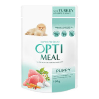Вологий корм для цуценят OPTIMEAL pouch (12 шт упаковка) г (індичка та морква в соусі)