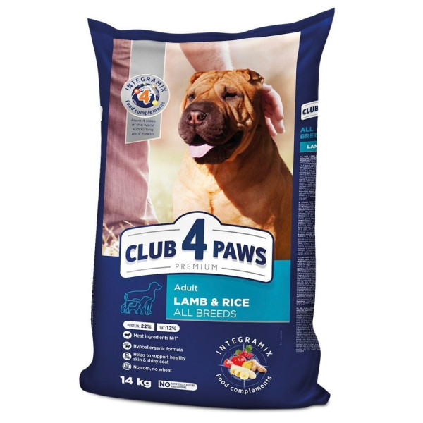 Сухий корм для собак усіх порід Club 4 Paws Premium 14 кг (ягня та рис) Club 4 Paws – купити зі знижкою %