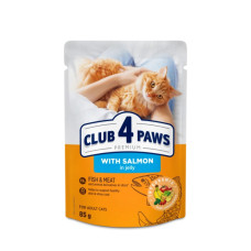 Вологий корм для котів Club 4 Paws Premium 85 г (24 шт упаковка) (лосось в желе)