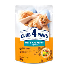 Вологий корм для котів Club 4 Paws Premium pouch (24 шт упаковка) - макрель
