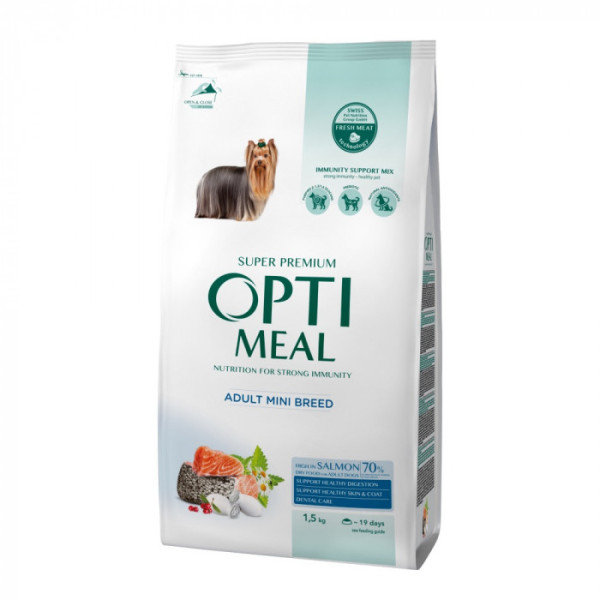 Сухий корм для собак Optimeal Adult Mini Breed 1.5 кг - лосось Optimeal – купити зі знижкою %