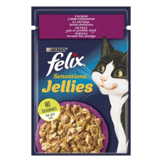 Вологий корм для котів Felix Sensations Jellies 85 г - качка та шпинат(1 упаковка 26 шт)